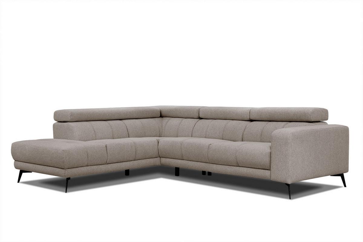 ECKSOFA MORELLO 5-Sitzer, taupe - Taupe/Schwarz, Holzwerkstoff/Textil (158/269cm) - Wozimo