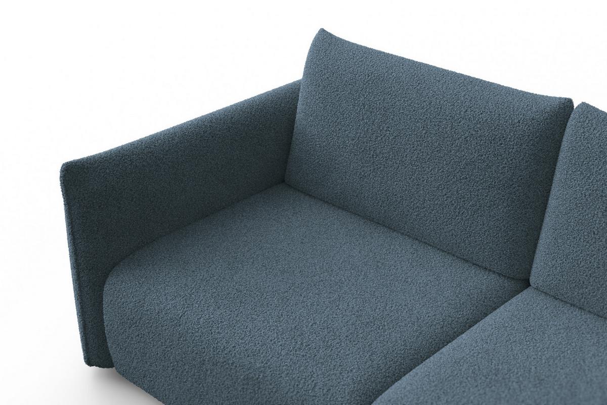 SOFA TAUER 3-Sitzer, Bouclé-Stoff blau - Blau/Schwarz, Holz/Textil (206/84/112cm) - Courtois Laville