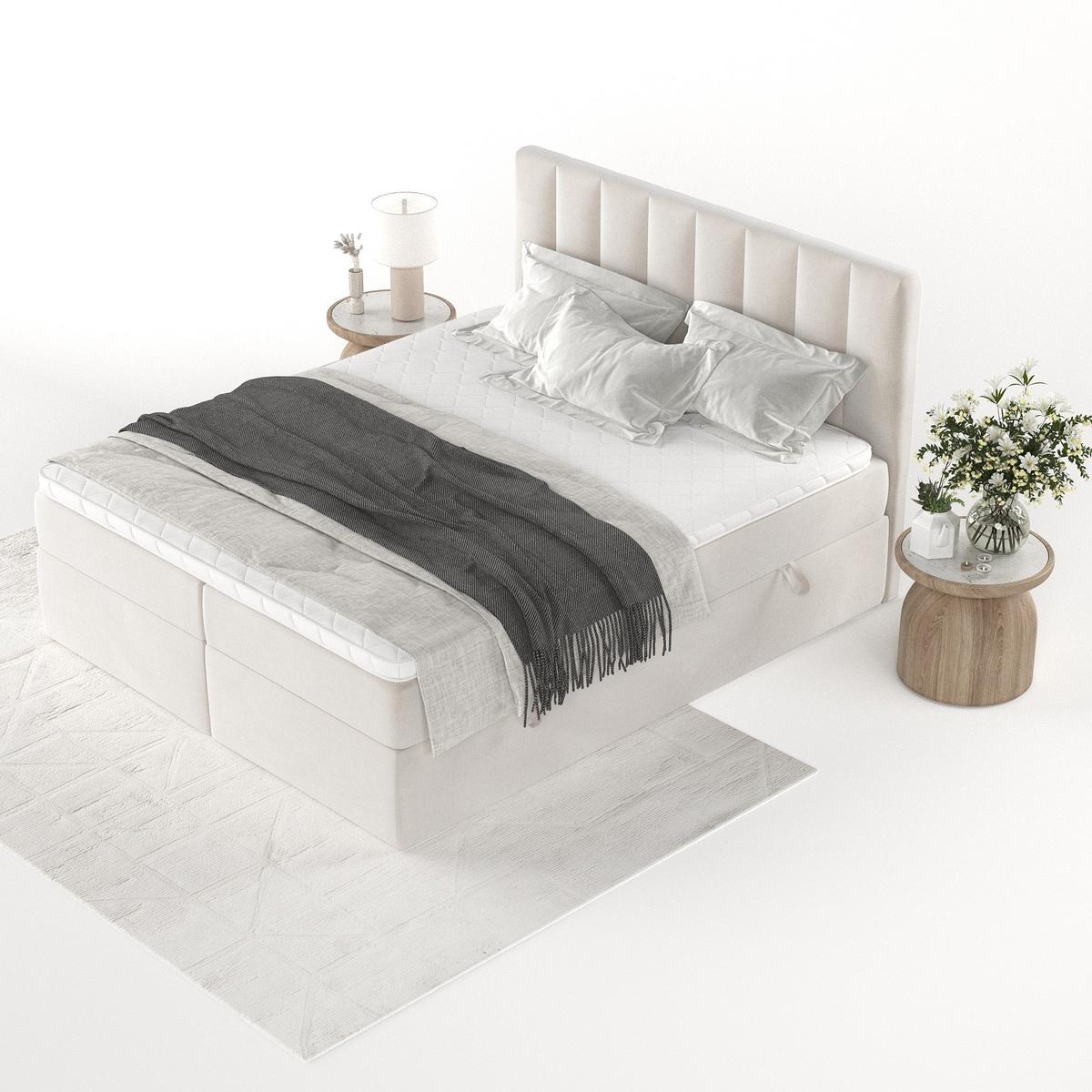 BOXBETT Bari 140/200 cm Creme im Paros Stoff - Creme, Holz/Holzwerkstoff (140/200cm) - AltaBeds