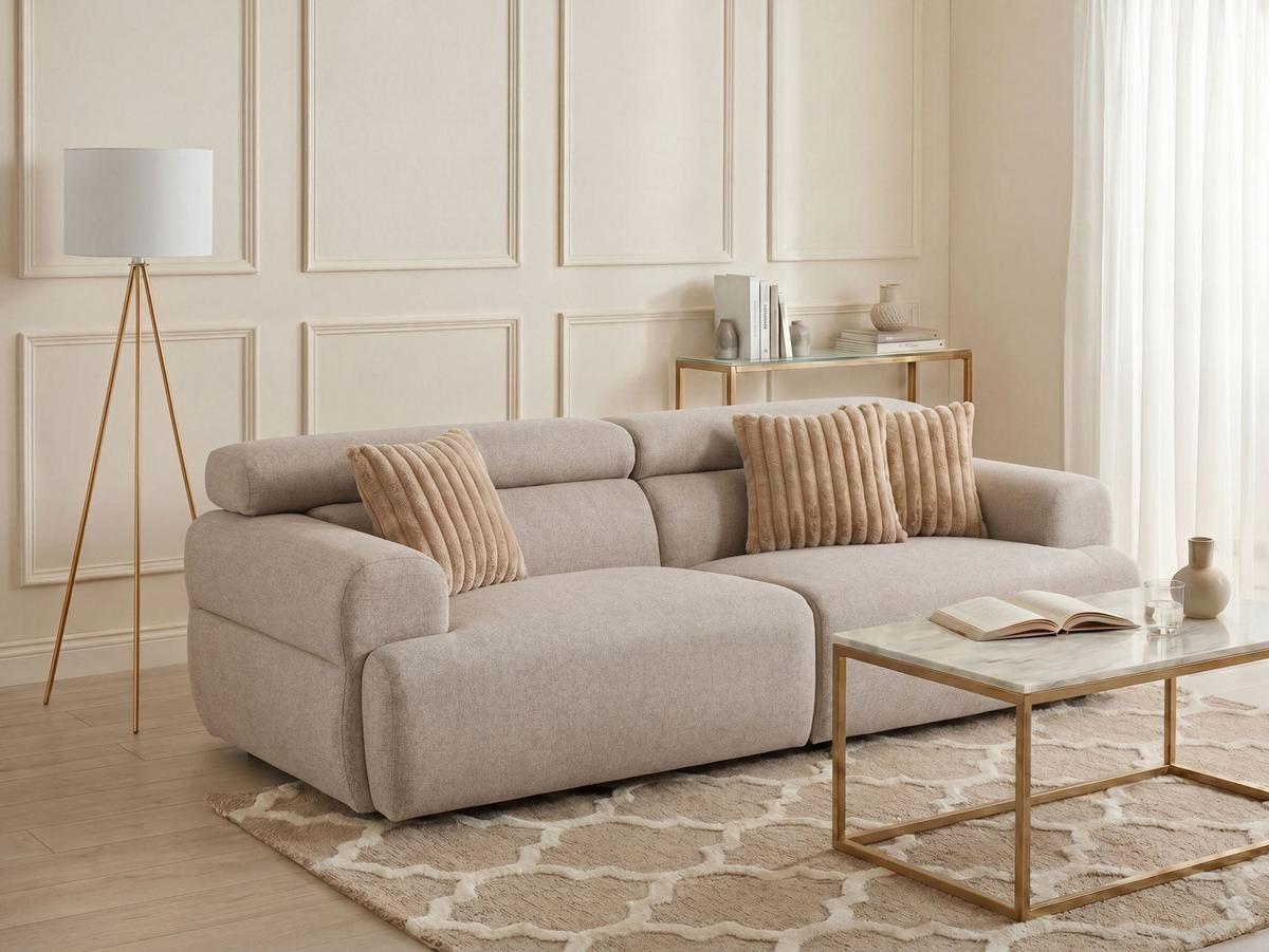 3-SITZER-SOFA Stoff Beige Hovden - Beige, Textil (210/69/95cm) - Beliani