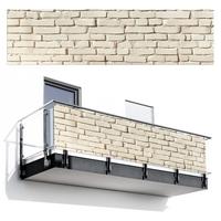 BALKON-SICHTSCHUTZ Ziegel - Wand - Licht - Weiß Windschutz 300x85 cm - Creme, Kunststoff (300/85cm) - MuchoWow