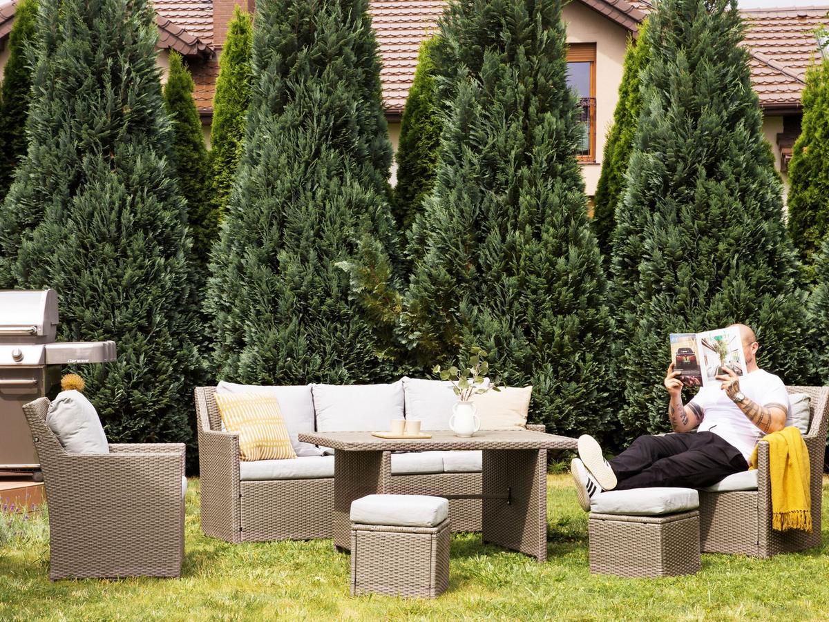 LOUNGE SET 5-Sitzer Rattan Auflagen grau Fonti - Taupe, Kunststoff - Beliani