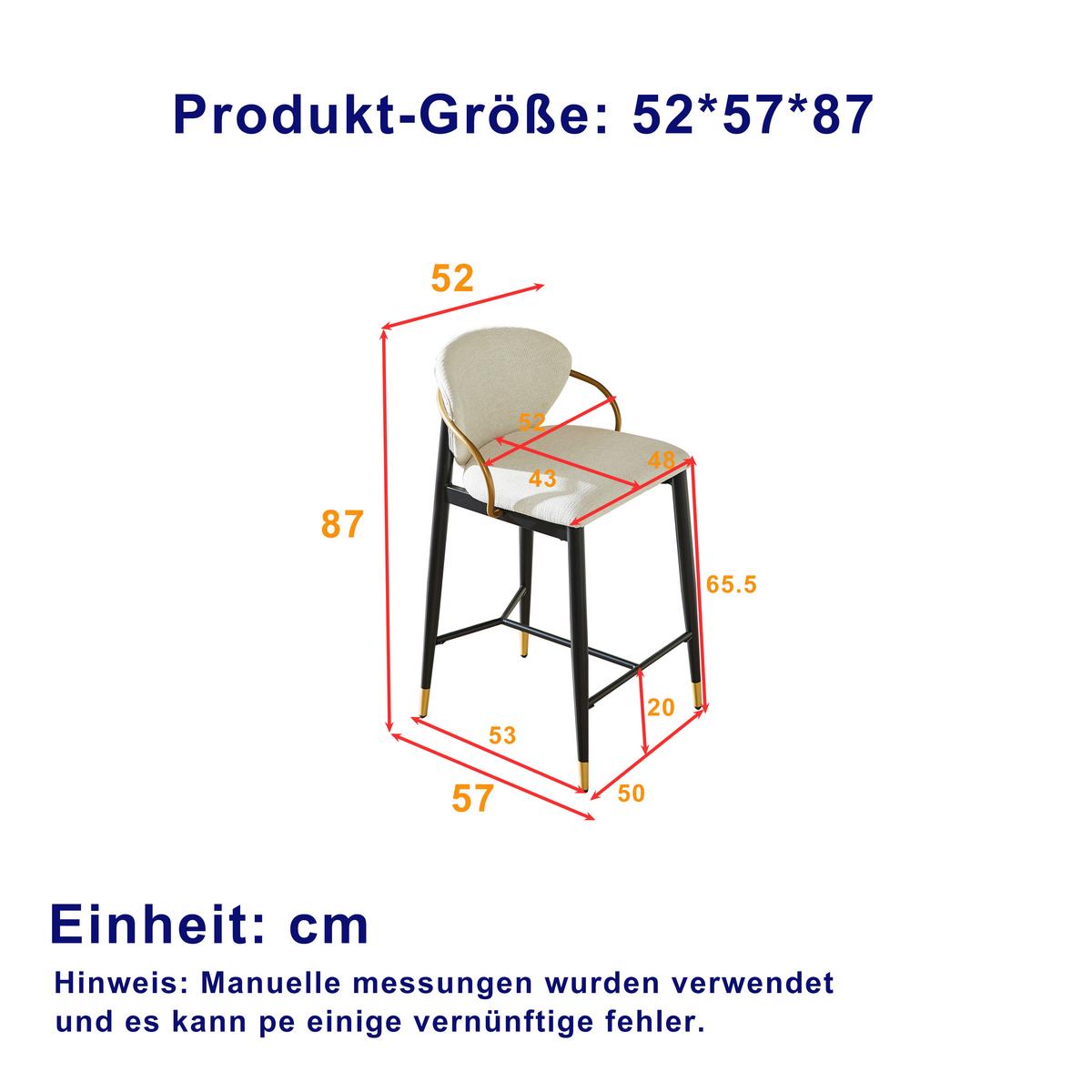 BARHOCKER 2ER-SET aus Chenille in Beige, Schwarz und Gold, mit Rückenlehne und Höhenausgleich - Beige, Textil (52/87/57cm) - Urban Meuble