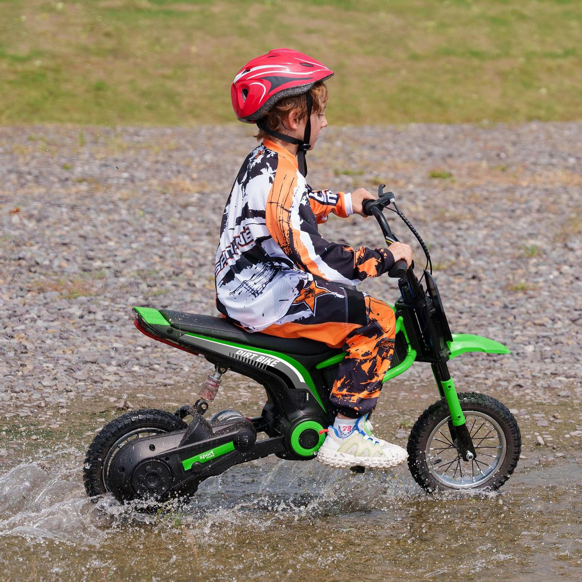 KINDER Elektro Motorrad, 12V Kindermotorrad mit Hupe, Leuchte, 8-16 km/h, Grün - Grün, Kunststoff (119/64/76.5cm) - HOMCOM