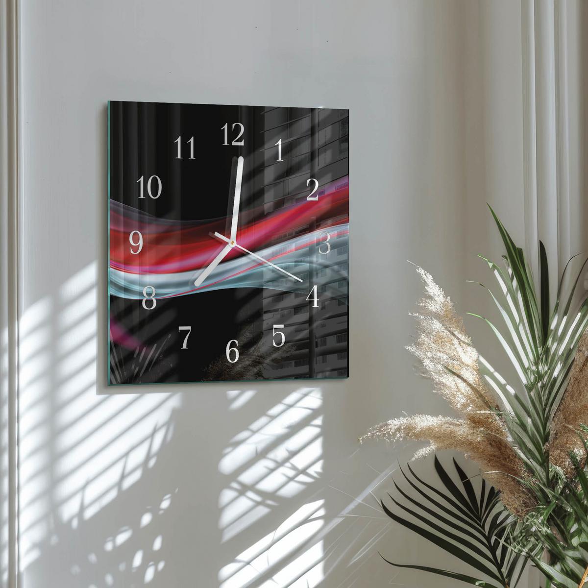 WANDUHR aus Glas 30x30 cm - Abstraktion - Multicolor, Glas (30/30/0.4cm) - TULUP