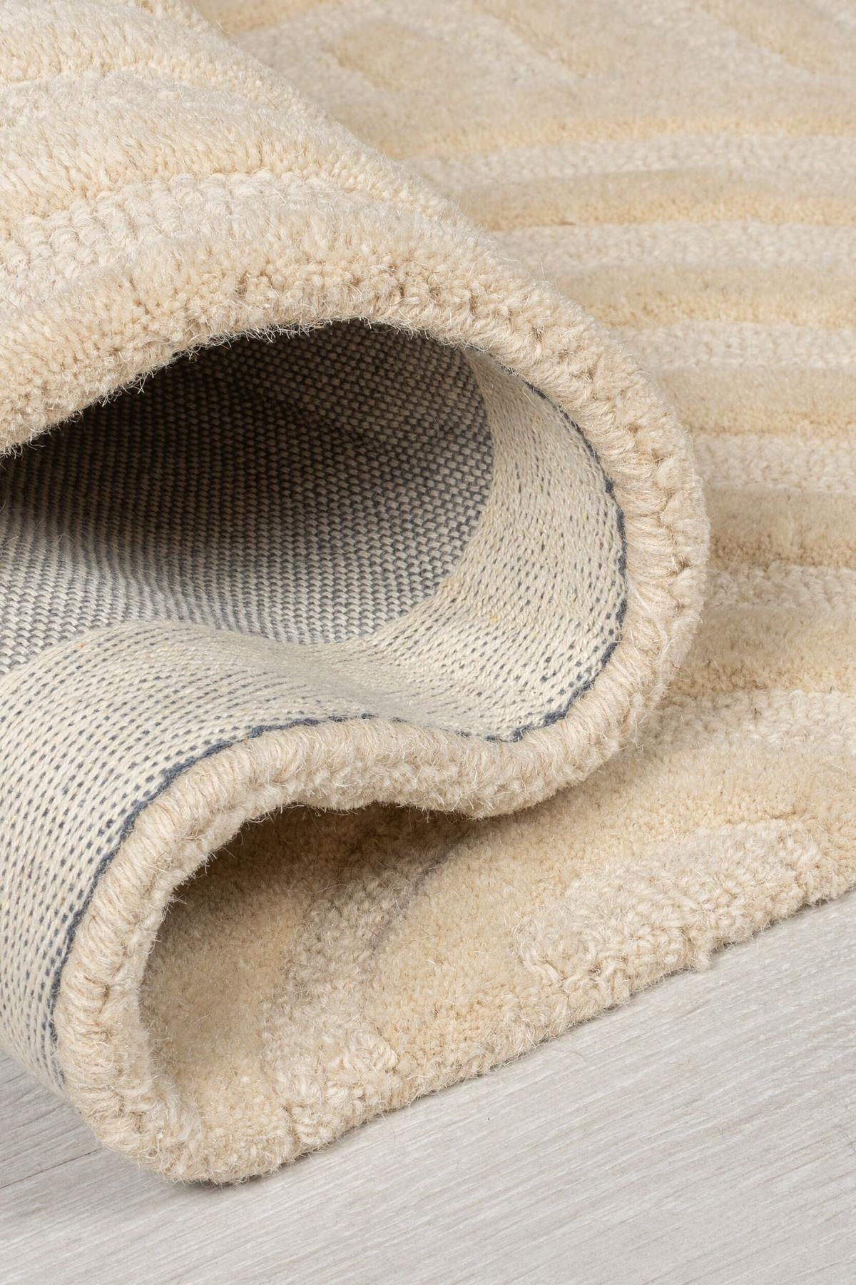 TEPPICH aus Wolle LEVEN in Natur, geometrisch, 60 x 230 cm - Beige, Textil (60/230cm) - KADIMA DESIGN