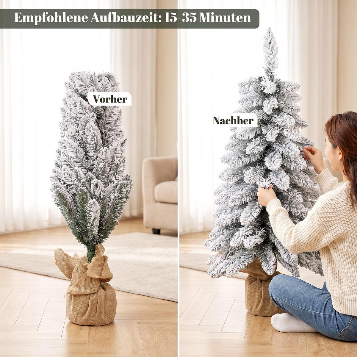 KÜNSTLICHER-WEIHNACHTSBAUM PVC Weiß - Weiß, Kunststoff (90cm) - HOMCOM