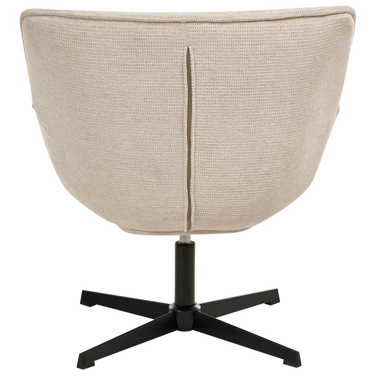 DREHSESSEL Stoff Hellbeige Auma - Beige/Schwarz, Textil/Metall (71/85/78cm) - Beliani