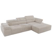 ECKSOFA RILASSO L Beige Cord - rechts - Beige/Schwarz, Kunststoff/Textil (174/296cm) - MKS