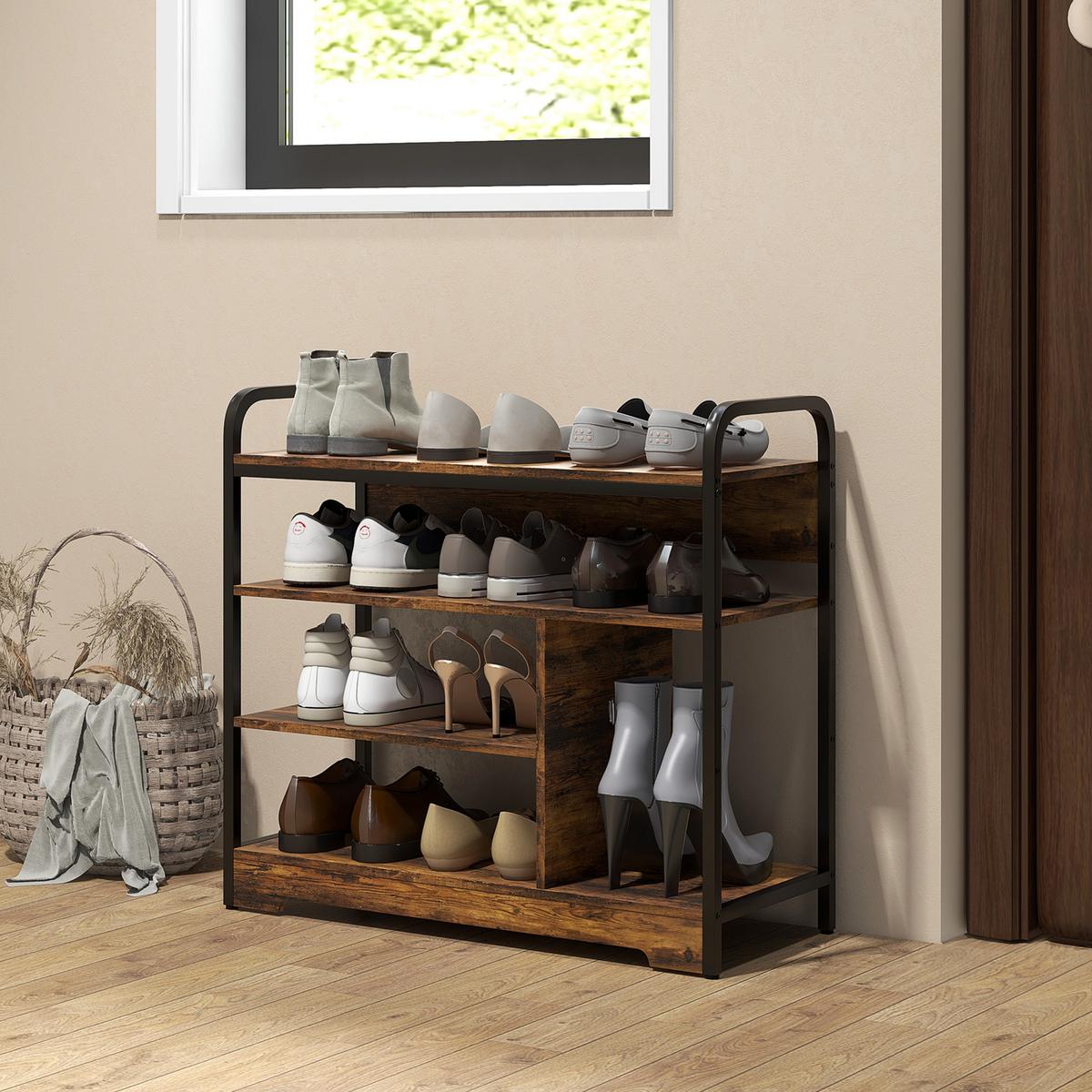 SCHUHREGAL mit 4 Ebenen - Braun, Holzwerkstoff (30/65/70cm) - HOMCOM