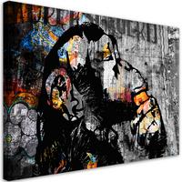 LEINWANDBILD Street Art Banksy Monkey Abstrakt 60x40cm - Multicolor, Textil (60/40cm) - Feeby