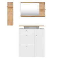 SCHUHSCHRANK set weiß led spiegel schuhschrank - Weiß, Holzwerkstoff (105/151.5/25cm) - Urban Meuble