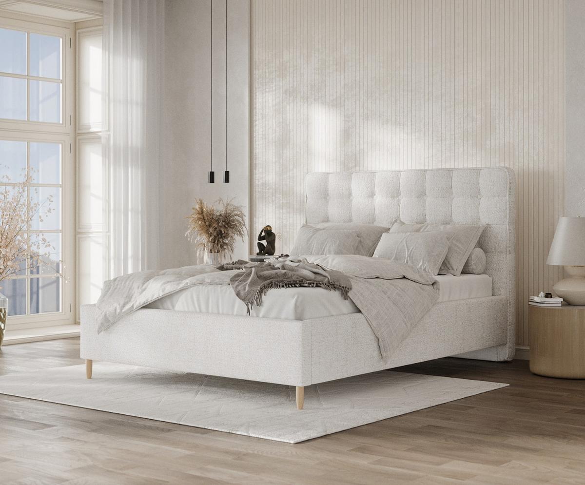 POLSTERBETT Paloma 140/200 cm Creme im Neve Stoff - Creme/Naturfarben, Holz/Holzwerkstoff (140/200cm) - AltaBeds