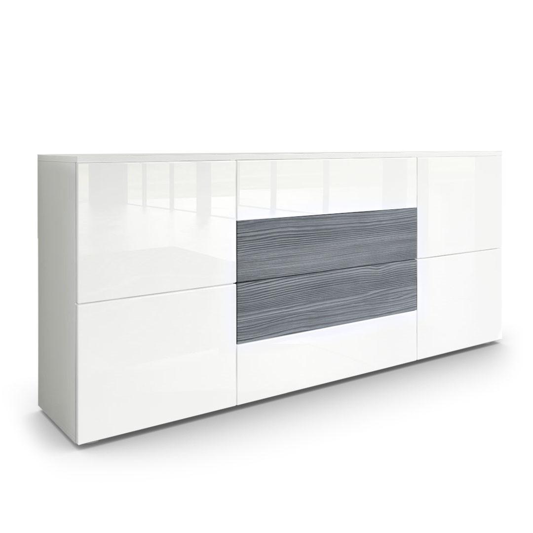 SIDEBOARD Rova Weiß Hochglanz / Avola-Anthrazit - Weiß Hochglanz, Holzwerkstoff (166/72/35cm) - Vladon