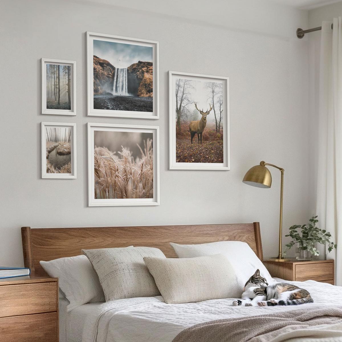 BILDER SET 5er Set - 50x50 cm & 20x30 cm & 40x60 cm Weißer Rahmen - Die charmanten Straßen der Hafenstädte - Weiß, Kunststoff (40/60cm) - TULUP