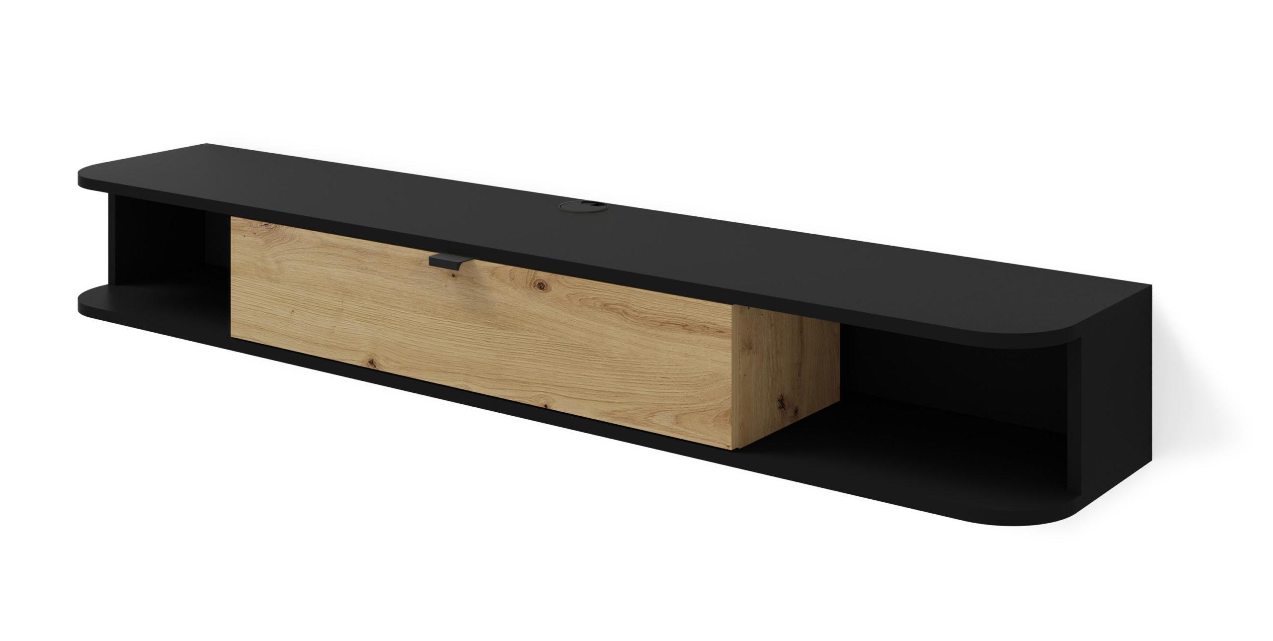 TV LOWBOARD Schwarz, Artisan Eiche 156/20/29 - Schwarz/Eiche Artisan, Holzwerkstoff (156/20/29cm) - RAUMHIRSCH FURNITURE