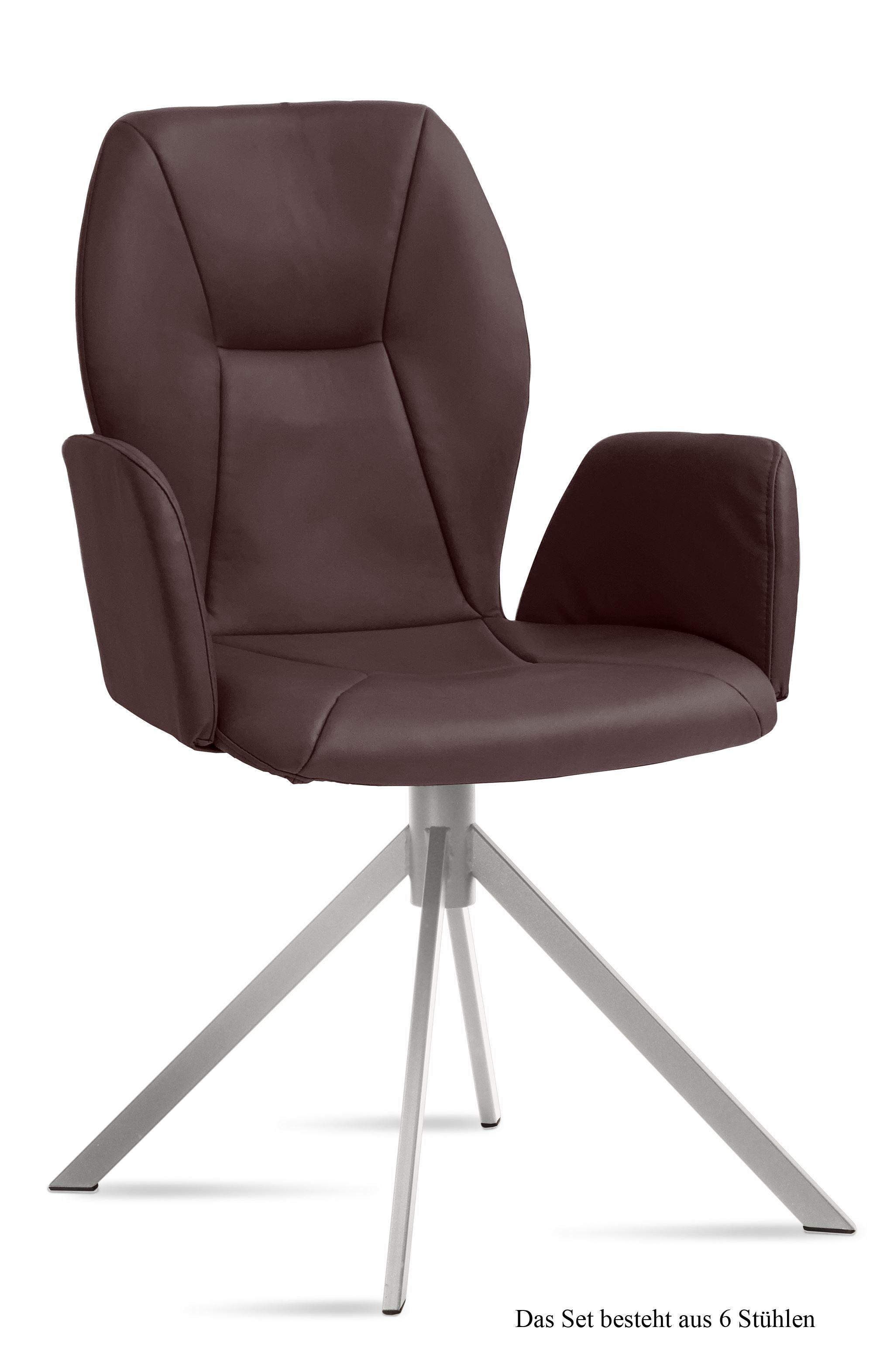 ARMLEHNSTUHL (6er-Set) Dottie 58x92x60 Edelstahl/Braun - Edelstahlfarben/Braun, Kunststoff (60/92/58cm) - 58aufmkessel