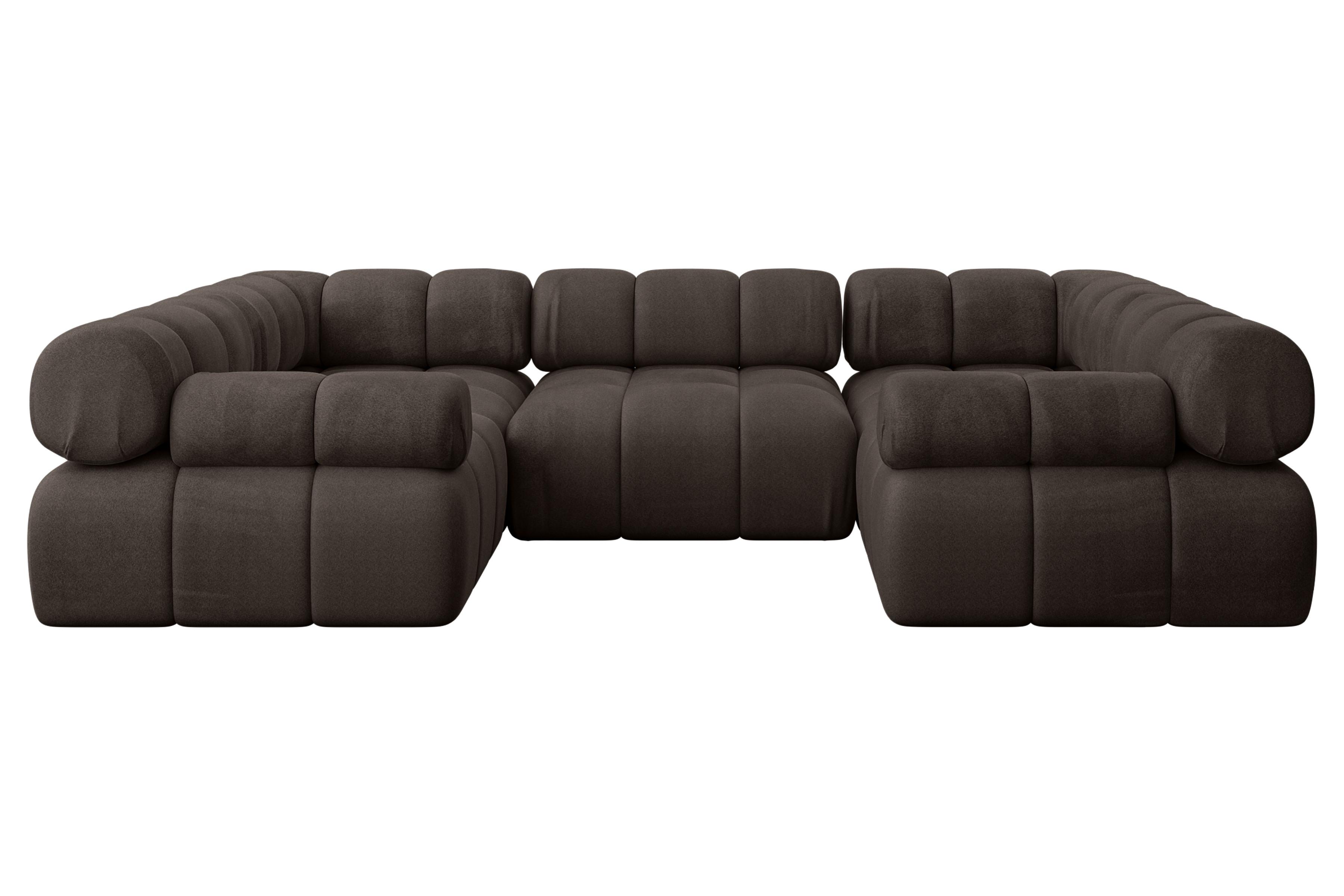 WOHNLANDSCHAFT modulares Sofa Birno-U1 - 285x190x70 cm Braun Velours - Braun, Holzwerkstoff/Textil (285/70/190cm) - ALTDECOR