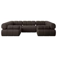 WOHNLANDSCHAFT modulares Sofa Birno-U1 - 285x190x70 cm Braun Velours - Braun, Holzwerkstoff/Textil (285/70/190cm) - ALTDECOR