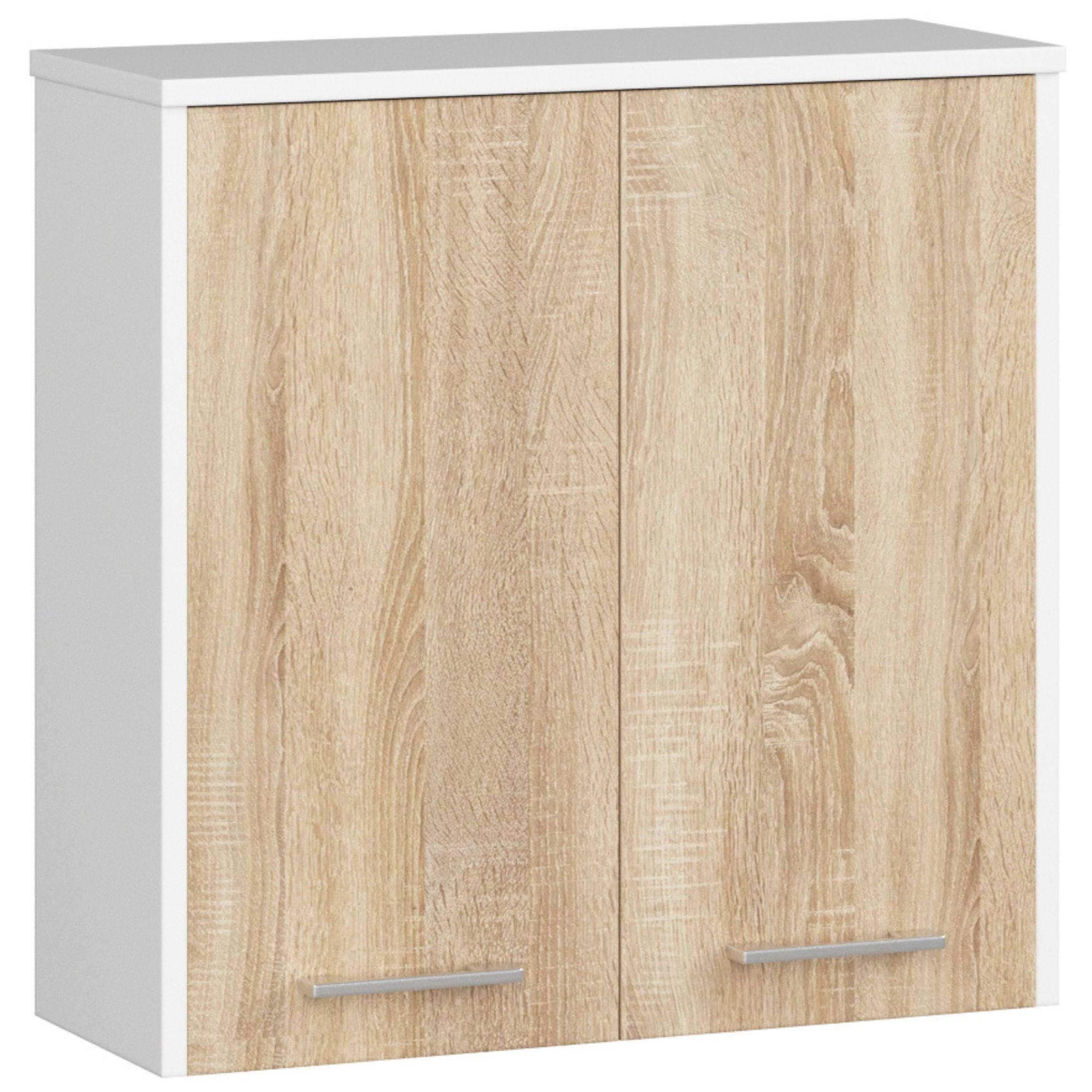 BADKOMMODE Weiß, Eiche Sonoma 60/60/22,5 - Weiß/Sonoma Eiche, Holzwerkstoff (60/60/22.5cm) - RAUMHIRSCH FURNITURE