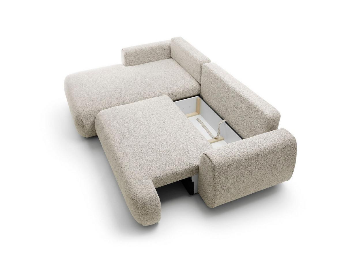 ECKSOFA ZEST Beige Geflochtener Stoff mit Schlaffunktion - Beige, Holz (270/167cm) - MASSENO