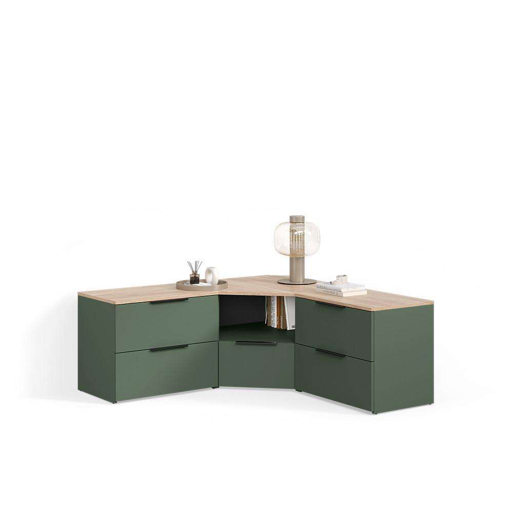 WOHNWAND Piave Grün 3 Teile - Grün, Holzwerkstoff (68/50/68cm) - Livinity®