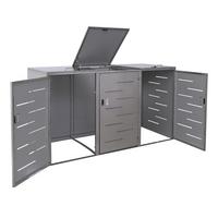 3ER-/6ER-MÜLLTONNENVERKLEIDUNG Silber - Silberfarben, Metall (212/116/98cm) - MCW