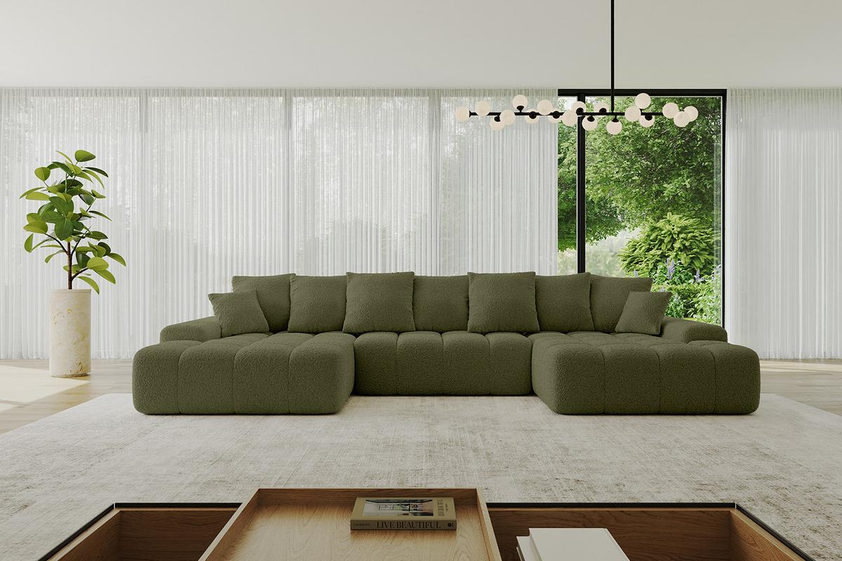 WOHNLANDSCHAFT ENSI-U - 353x164x69 cm Olivgrün - Olivgrün, Holzwerkstoff/Kunststoff (357/69/164cm) - ALTDECOR