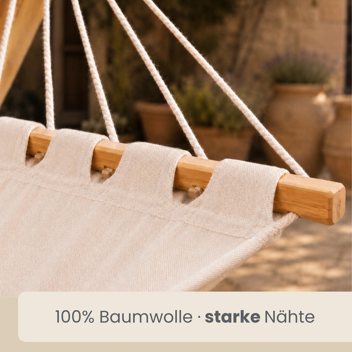 XL HÄNGEMATTE mit Gestell 310/100 cm, Beige/Schwarz - Schwarz, Metall (100/96/310cm) - Amanka
