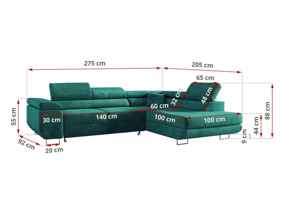 ECKSOFA GUSTAW L Dunkelgrün Velvet Links Seite - Dunkelgrün/Silberfarben, Textil/Metall (205/275cm) - MKS
