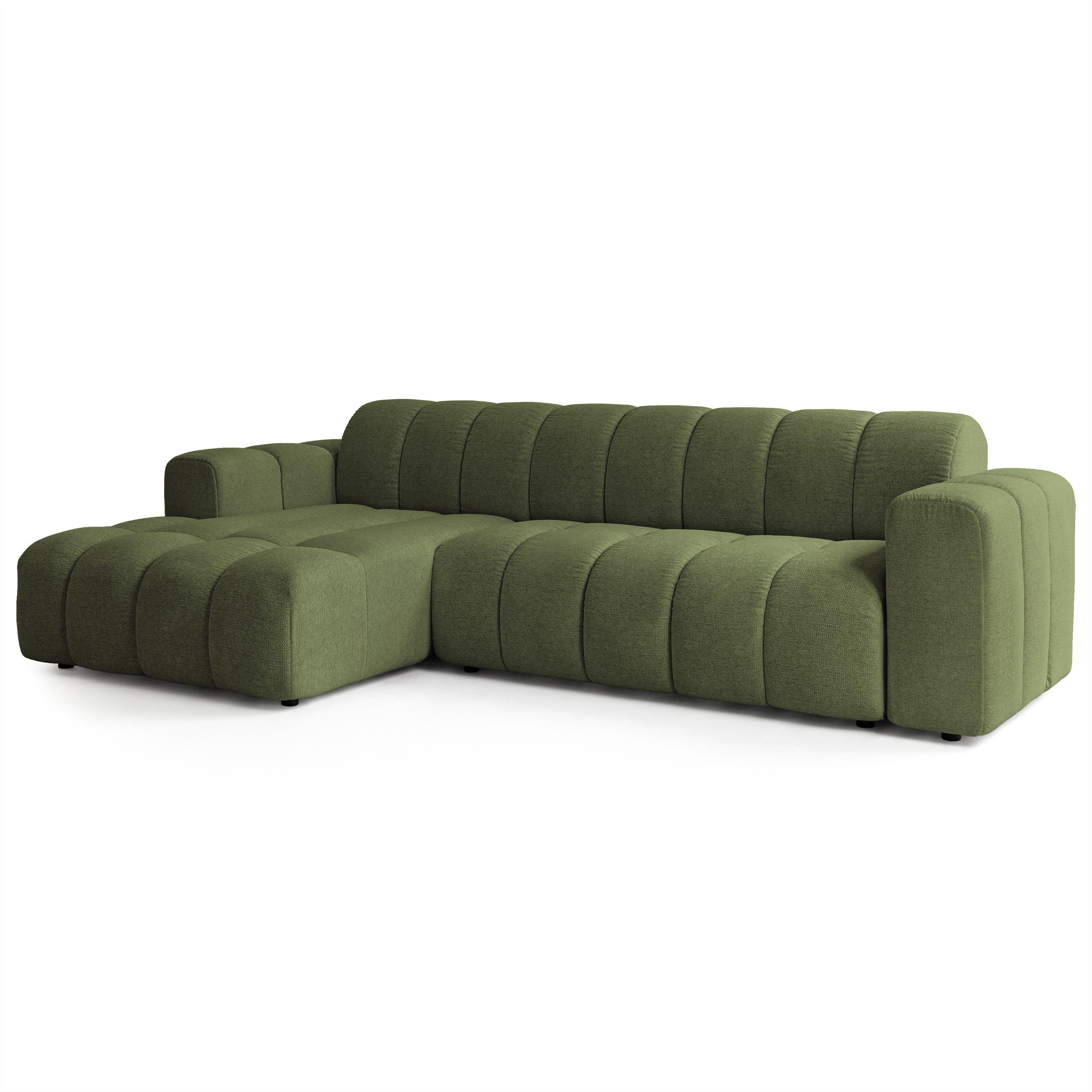 ECKSOFA SETIA Olivgrün Strukturstoff - Olivgrün, Holz (304/165cm) - MASSENO