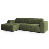 ECKSOFA SETIA Olivgrün Strukturstoff mit Schlaffunktion - Olivgrün, Holz (304/165cm) - MASSENO