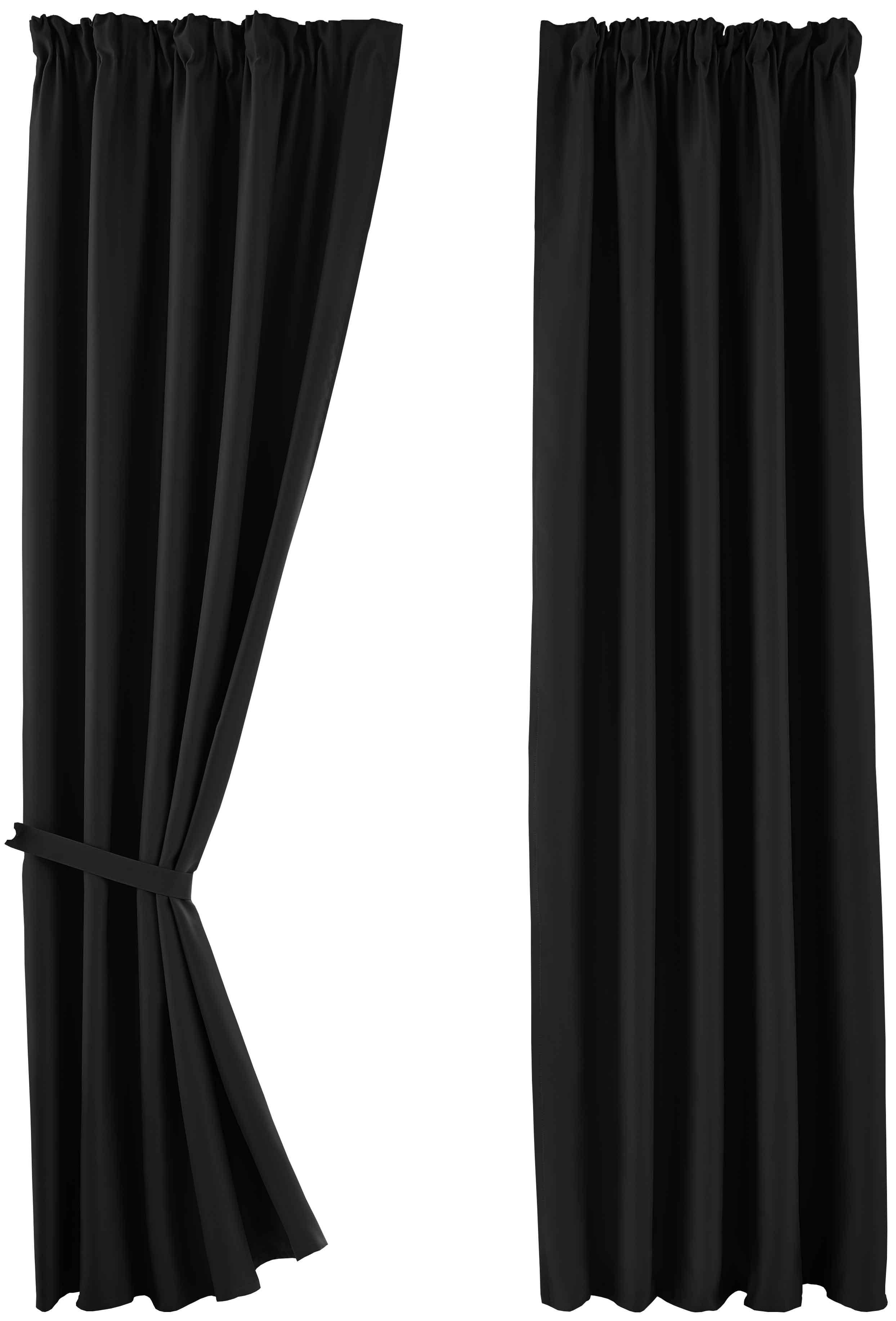VORHANG 2ER SET NEWYORK HxB 225x295 cm Schwarz - Schwarz, Textil (295/225cm) - Gardinenbox