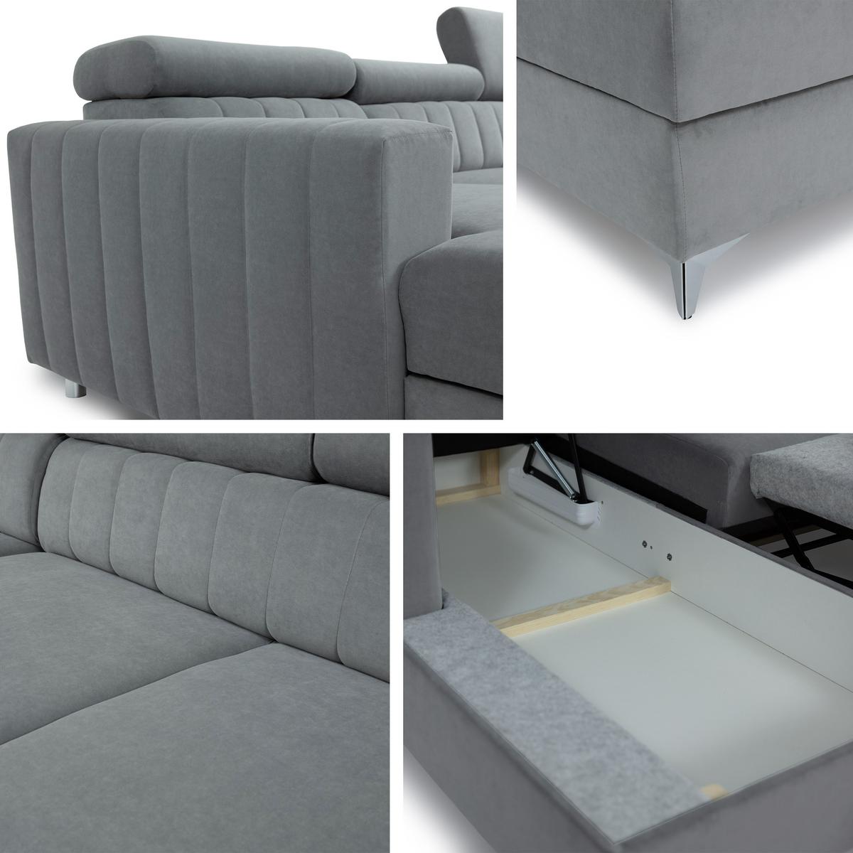 ECKSOFA Milano, Seite: Links LC+2R - Beige/Schwarz, Holz/Textil (236/172cm) - MIRJAN24