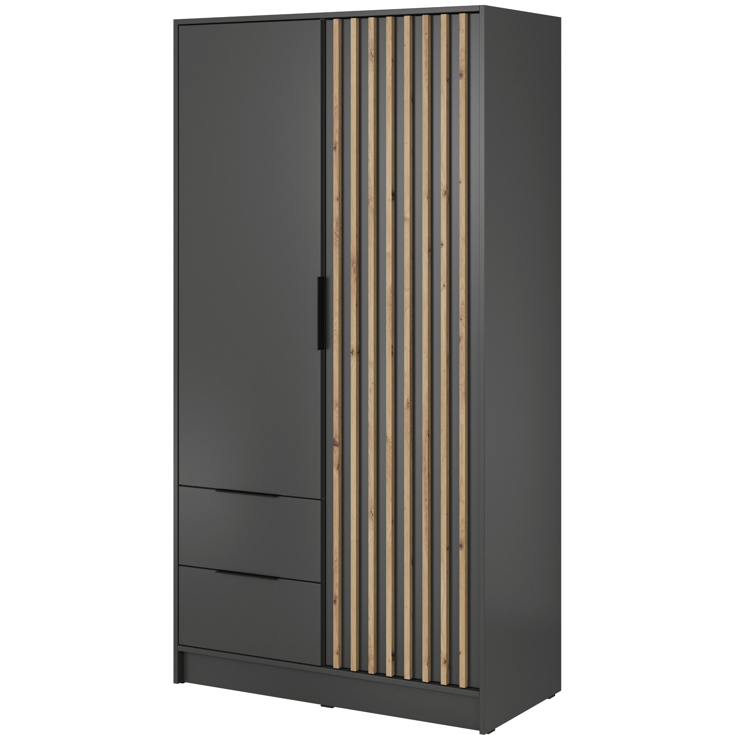 DREHTÜRENSCHRANK NELIANA 105/200/51 cm 2-türig Graphitfarben - Graphitfarben, Holzwerkstoff (105/200/51cm) - MASSENO