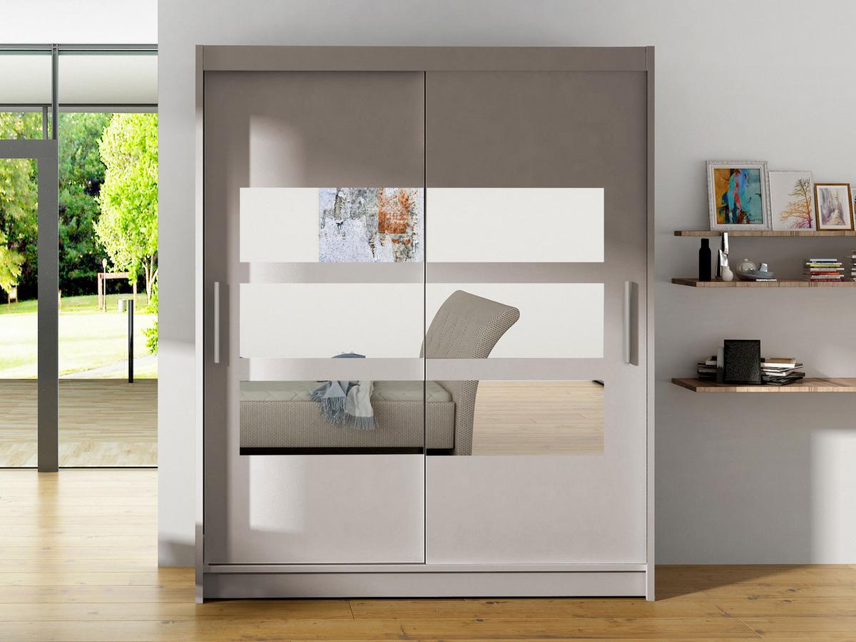 SCHWEBETÜRENSCHRANK Westa VII - Kaschmir/Silberfarben, Holzwerkstoff/Metall (150/200/58cm) - MIRJAN24
