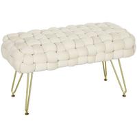 SITZHOCKER mit Samtoptik Cremeweiß 76/38/41,5 cm - Weiß, Textil (76/41.5/38cm) - HOMCOM