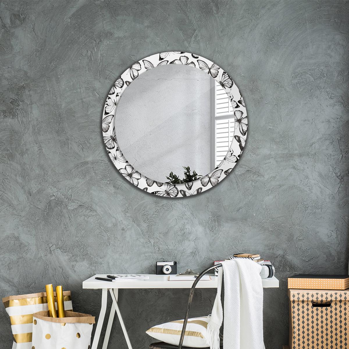 SPIEGEL Rund Ø 80 cm mit Aufdruck - Schwarz, Glas (80/80/0.4cm) - Wallfluent