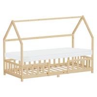 KINDERBETT 90x200 cm mit Matratze & Rausfallschutz Natur aus Kiefernholz - Naturfarben, Holz (90/200cm) - ML-DESIGN