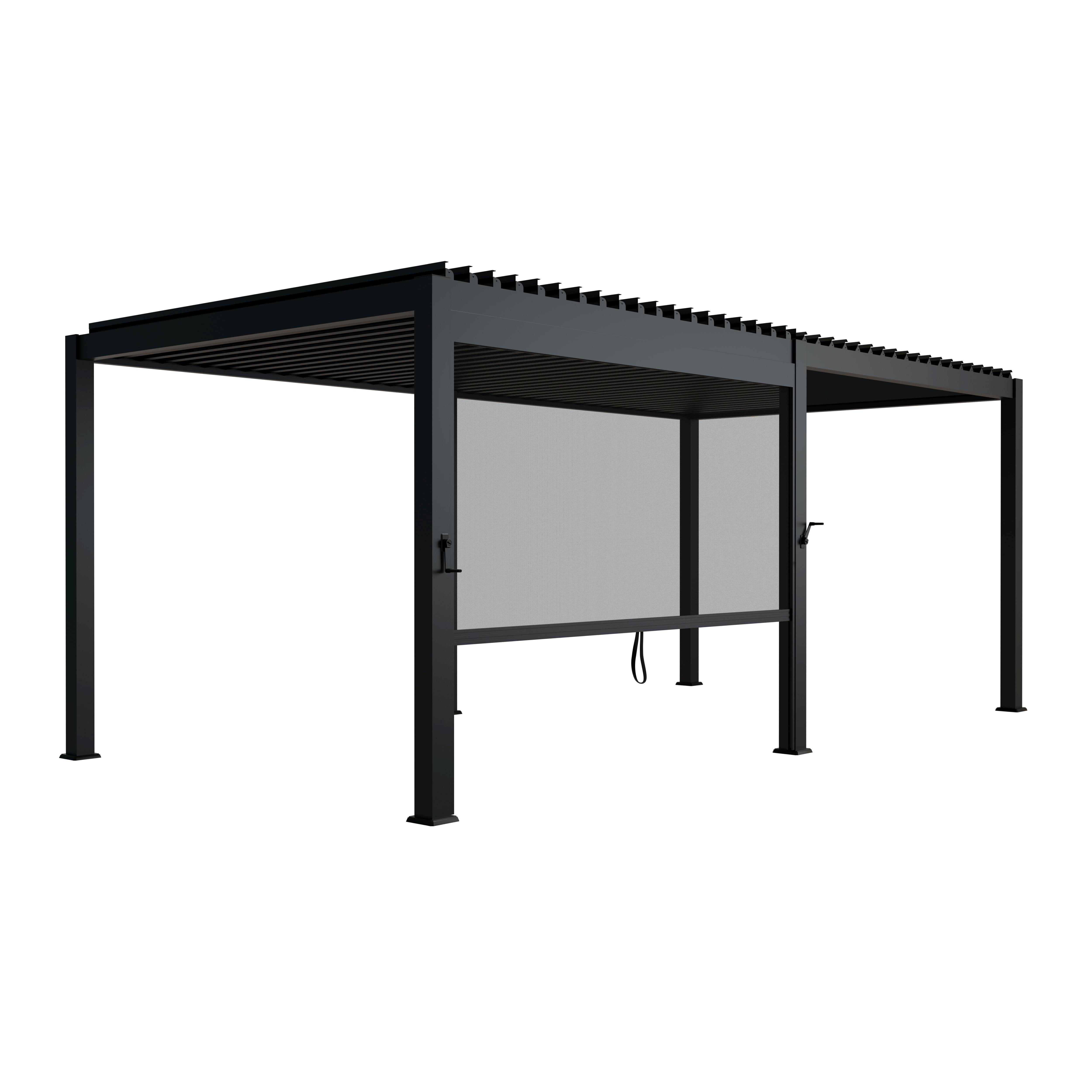 LAMELLENDACH Tahiti mit Seitenwand 3x5,9 m anthrazit - Anthrazit, Metall (300/240/590cm) - Juskys