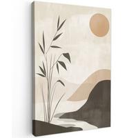 LEINWANDBILD Japandi - Landschaft - Beige Deko Wohnzimmer 20x30 cm - Cognac, Textil (20/30cm) - MuchoWow
