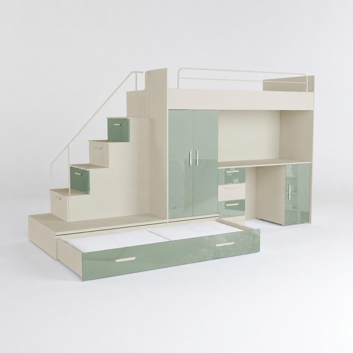 KASCHMIR Kinderset RAJ 5, Hochglanz - Kaschmir/Mintgrün, Holzwerkstoff (320/180/86cm) - Lookway