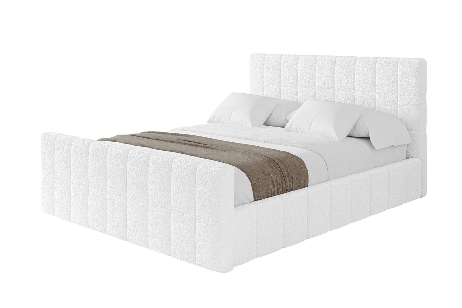 POLSTERBETT mit Bettkasten, Fußteil und Lattenrost, Boxbett mit Matratze H3/H4 - AMEA-Z 180x200 Weiß - Weiß, Holzwerkstoff/Textil (180/200cm) - ALTDECOR