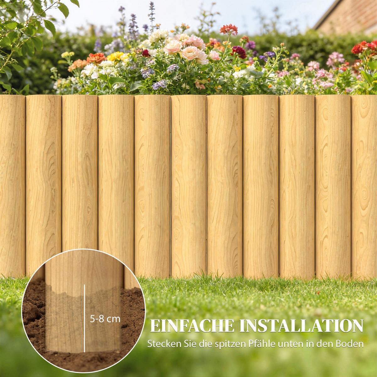 GARTENZAUN Tannenholz Naturholz - Naturfarben, Holz (2.7/30cm) - Outsunny