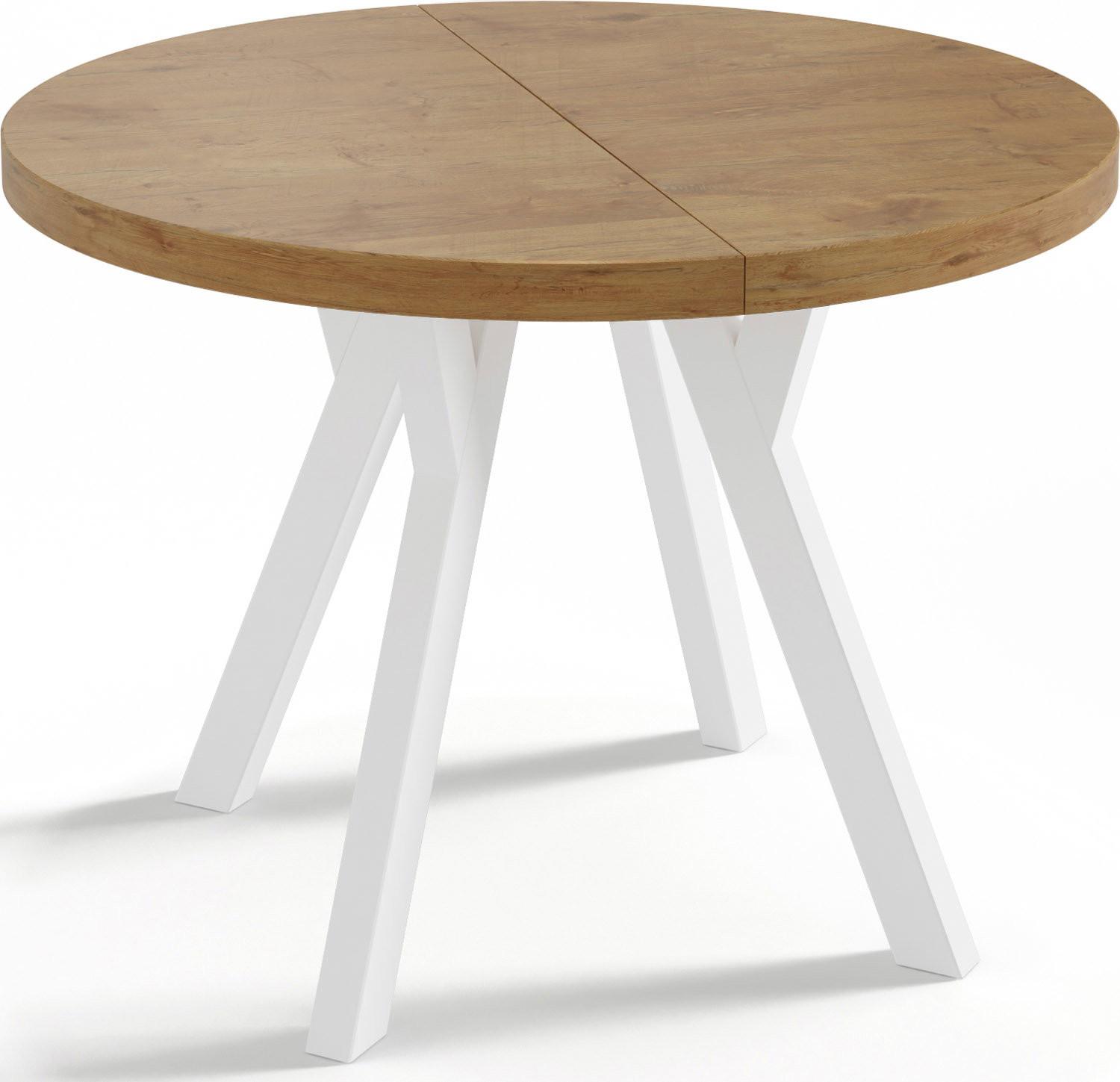 ESSTISCH Twixy runder ausziehbarer, Lancelot Eiche 100-200/100/76 cm - Eichefarben/Weiß, Holz/Holzwerkstoff (100/200/76cm) - WFL GROUP