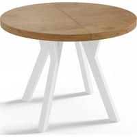 ESSTISCH Twixy runder ausziehbarer, Lancelot Eiche 100-200/100/76 cm - Eichefarben/Weiß, Holz/Holzwerkstoff (100/200/76cm) - WFL GROUP