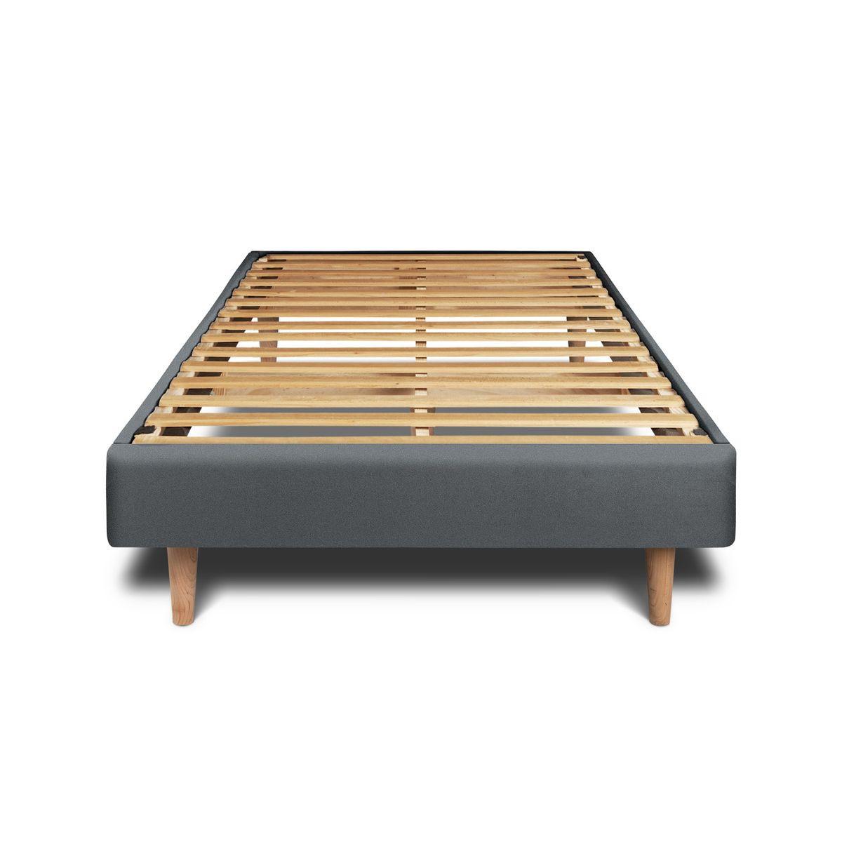 LATTENROST – Samtstoff – Bausatz zur Selbstmontage - 90x200 cm - Beige/Anthrazit, Karton/Holz (90/200cm) - Sommeil de Plomb
