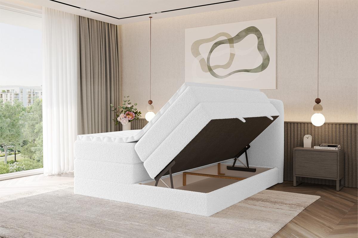 BOXBETT mit Matratze H3|H4 - NINA KING - 180x200 cm - Weiß - Weiß, Holzwerkstoff (180/200cm) - ALTDECOR