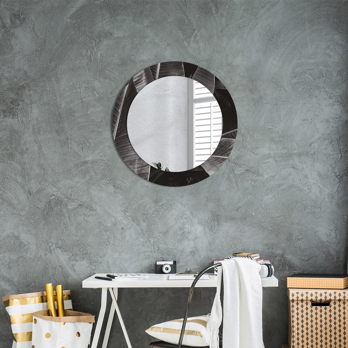 SPIEGEL Rund Ø 60 cm mit Aufdruck - Grau, Glas (60/60/0.4cm) - Wallfluent