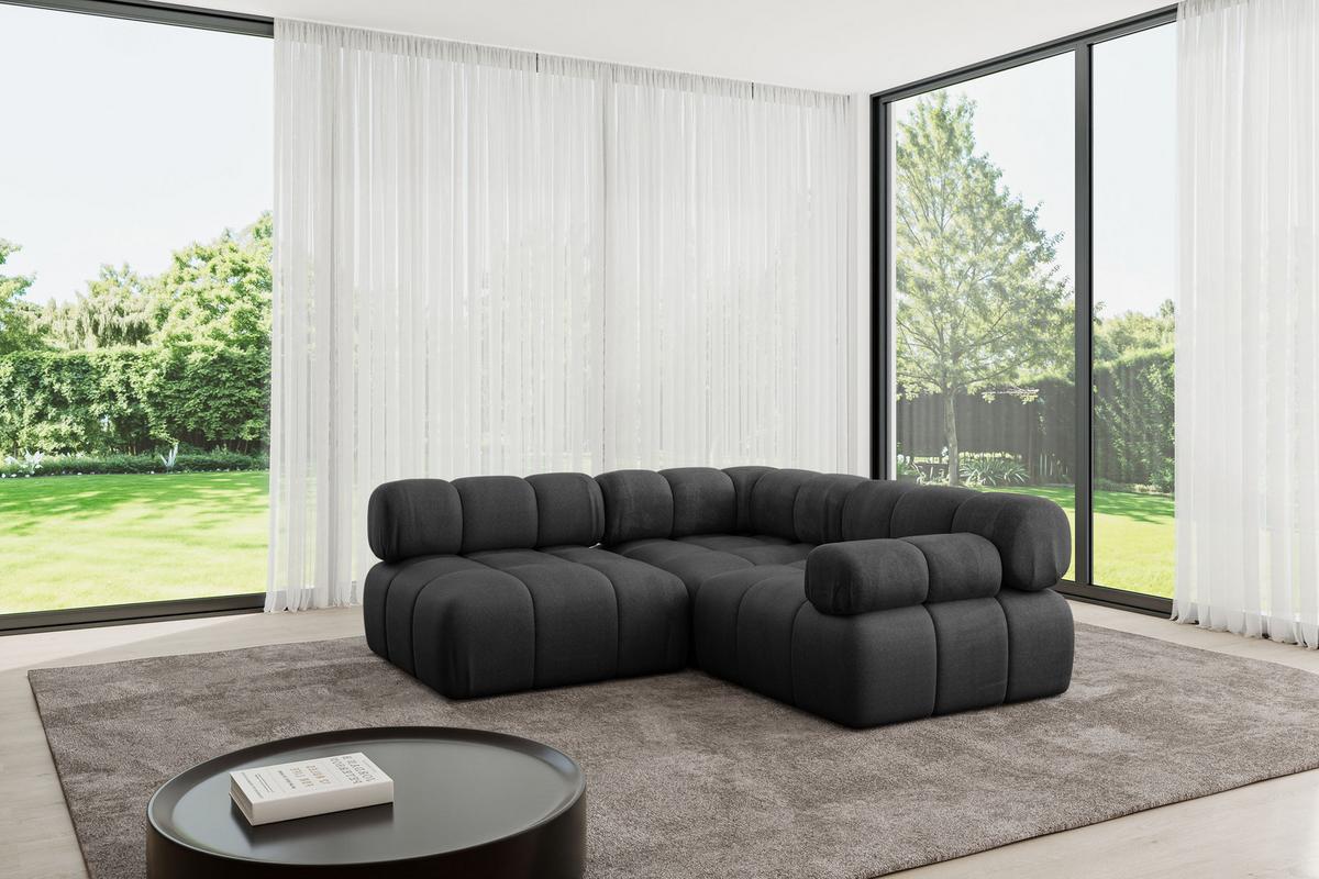 ECKSOFA modulares Sofa Mende-L1 - 190x190x70 cm Schwarz Velours - Schwarz, Holzwerkstoff/Textil (190/190cm) - ALTDECOR